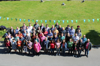 The NOvA collaboration at their June 2023 meeting at the Queen Mary University of London campus.