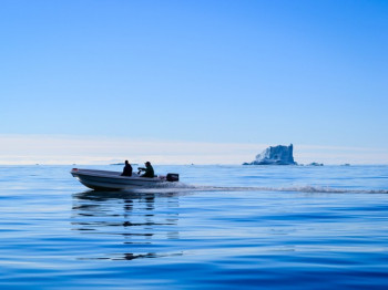 In Greenland, some local fisherman ferried us along the coast to reach our sampling locations. While the sea could be rough on some of these trips, there was one memorable journey with beautiful reflections, sparkling icebergs and even jumping whales that